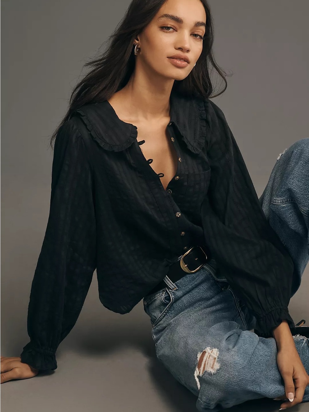 Anthropologie Pilcro Keira Long-Sleeve Blouse S